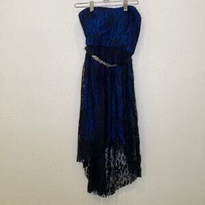 BCX Dress Prom Dress Strapless Lace Lined Jewels Zipper Sz 1 Juniors Stretchy